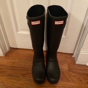 Hunter Women's Original Tall Rain Black Boots, Size 10, Excellent Condition